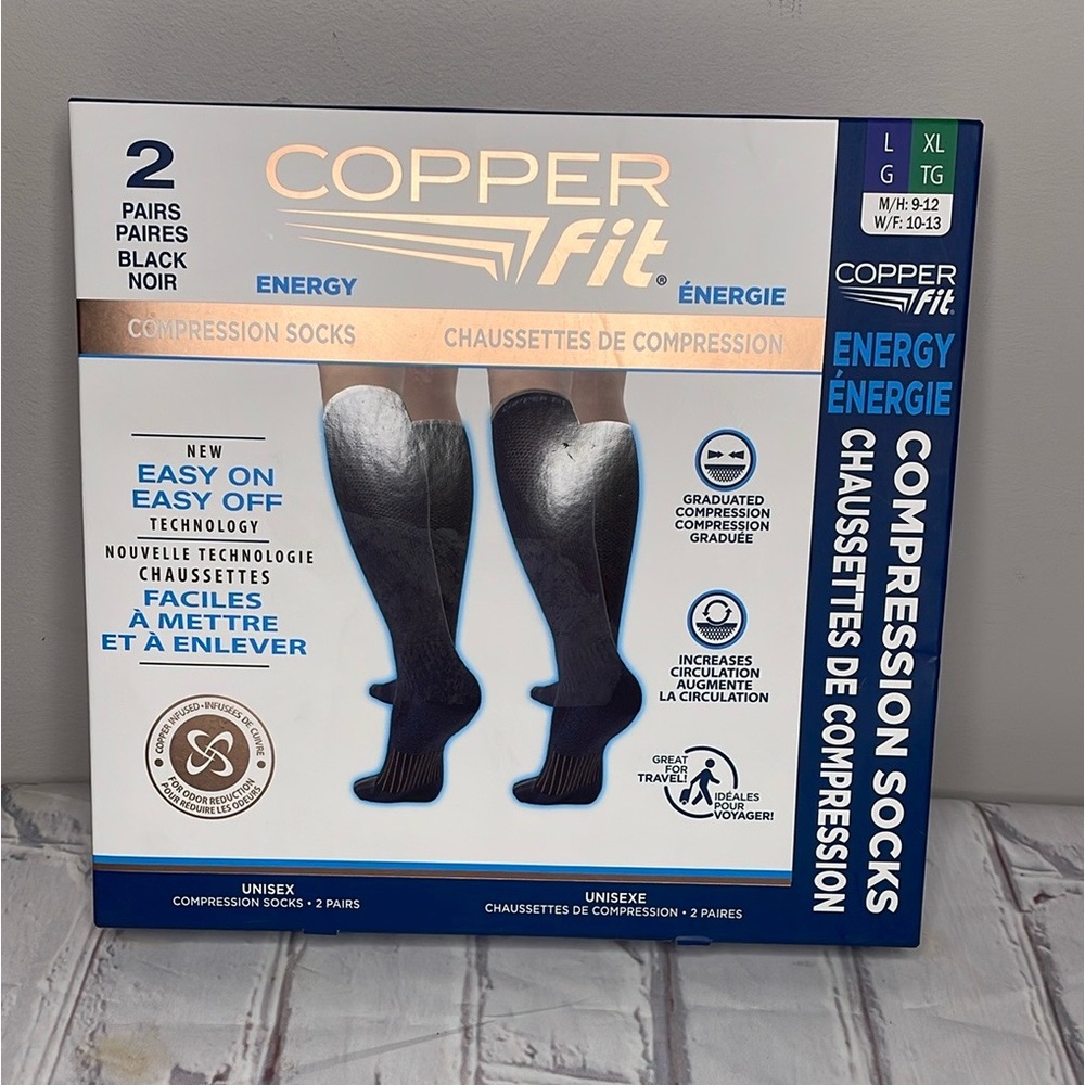 Copper Fit Black Compression Socks 2 Pack